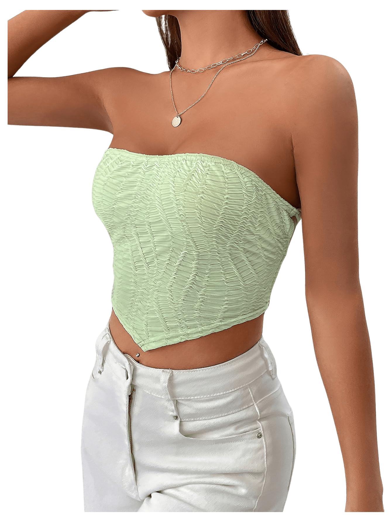 Bandana Tops Texture Bandeau Tube Tops Backless Asymmetrical Tops