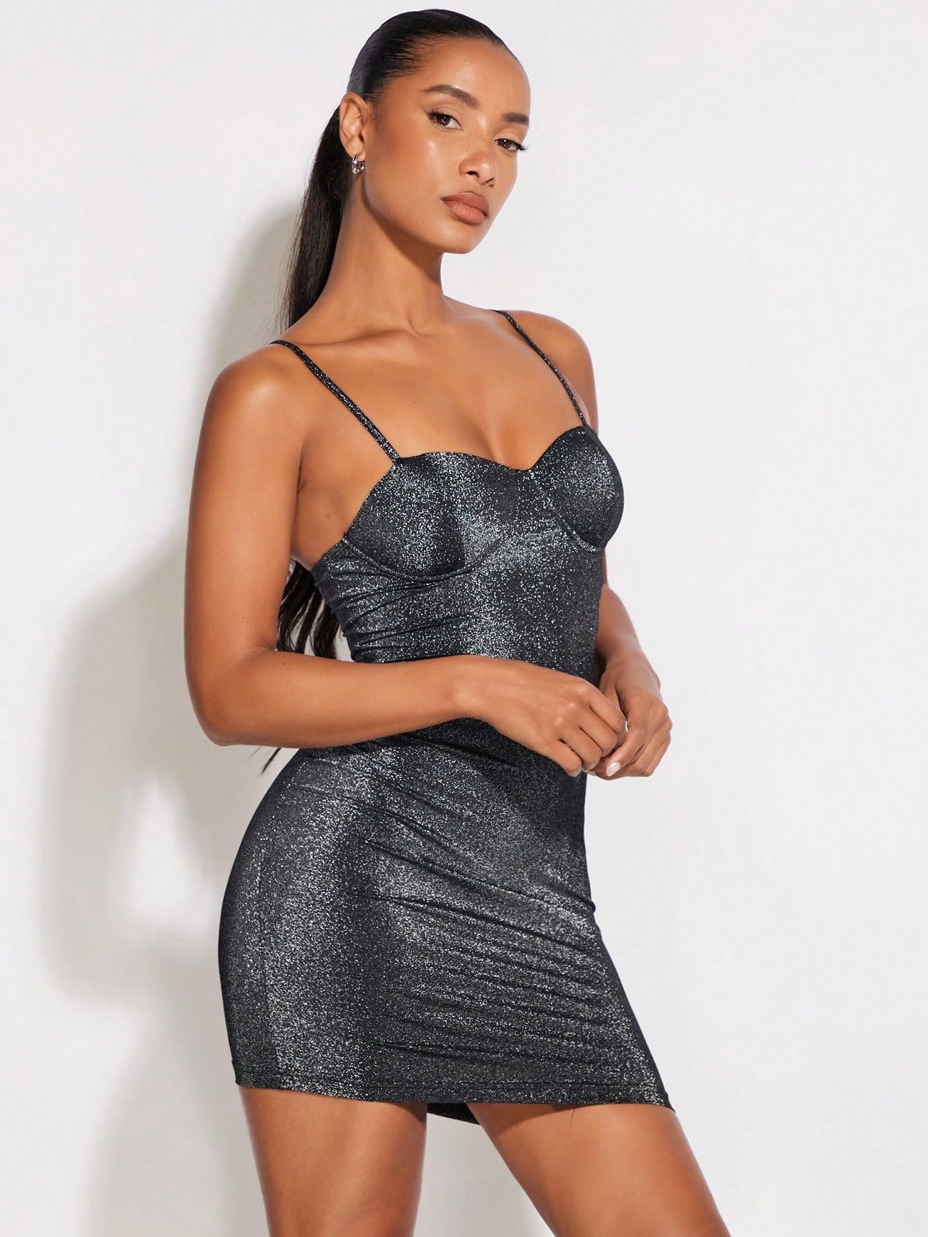 Sexy Ruched Mesh Sheer Bodycon Spaghetti Strap Mini Bustier Cami Club Party Corset Dress