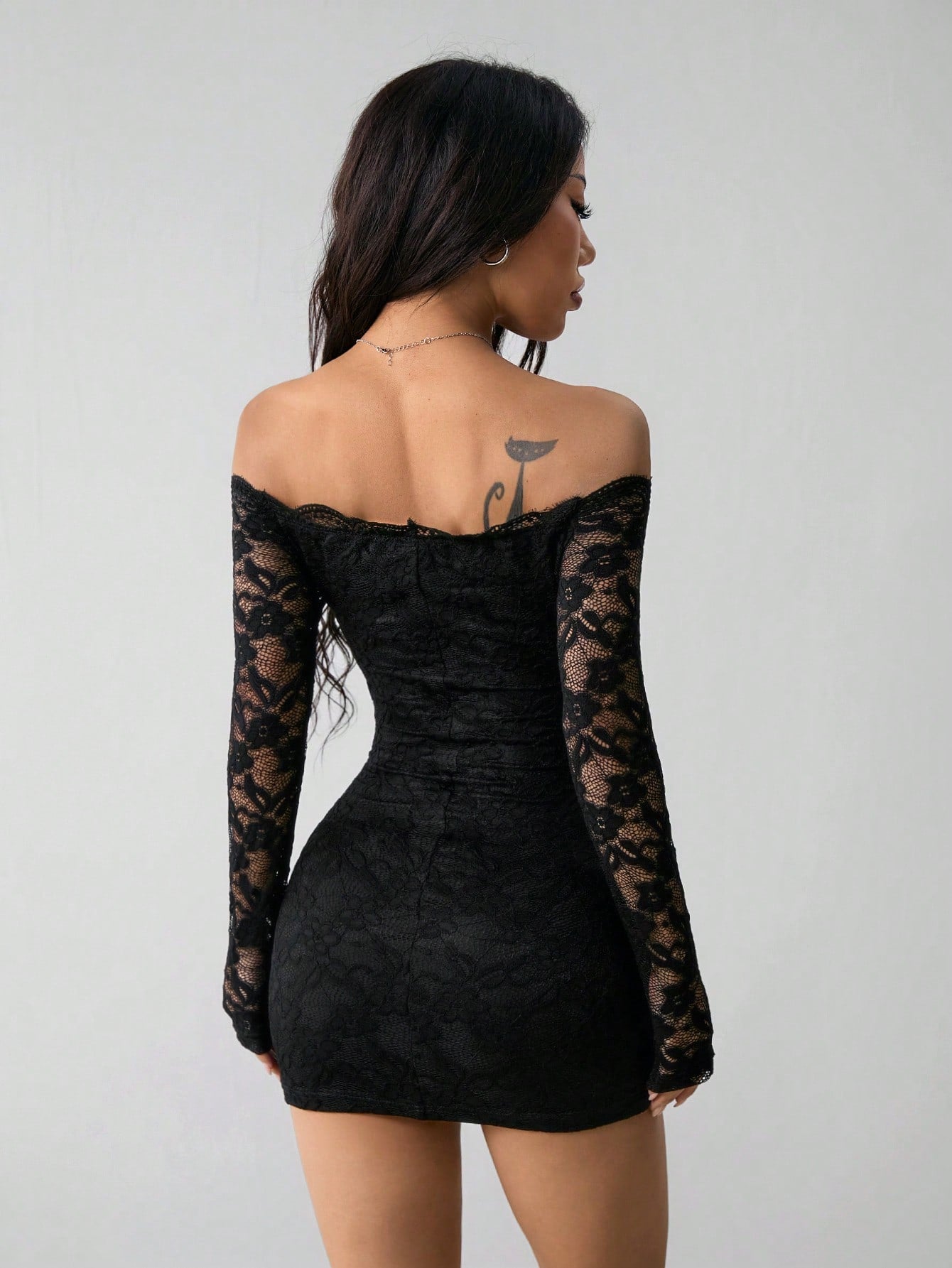 Lace Long Sleeves Mini Dress Y2K Fall Sexy Off The Shoulder Bodycon Night Out Birthday Party Dresses