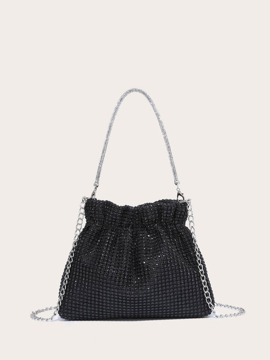 Shiny Mini Rhinestone Decor Bucket Bag Evening Bag