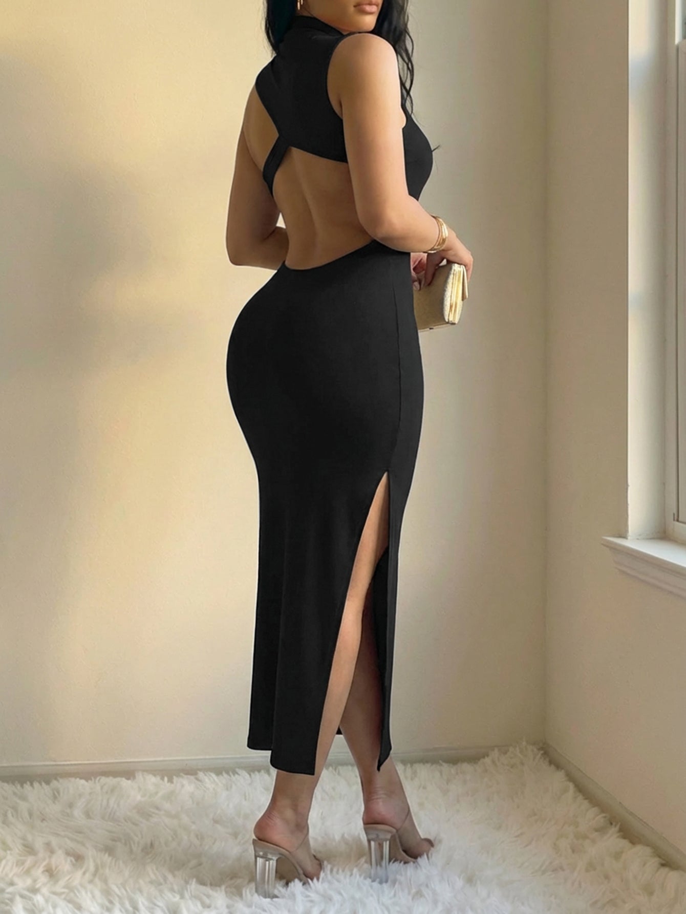 Backless Maxi Dress Evening Gowns Formal Elegant Classy Cocktail Club Open Back Going Out Sun Dress