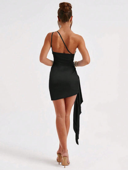 Sexy Birthday Mini Dresses Asymmetrical Going Out Club Party Vegas Dinner One Shoulder Fringe Dress