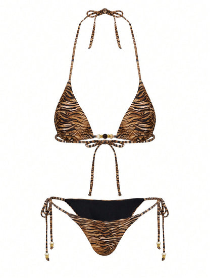 Cheetah Print Bikini Stringy Summer 2026 Y2k Beach String Triangle Thong Bathing Suit Bikini Sets