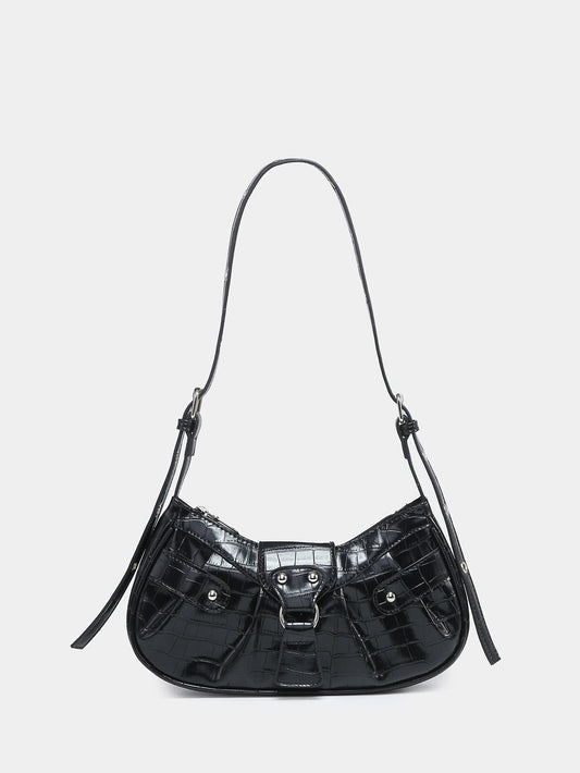 Pleated Hobo Shoulder Bag PU Leather Clutch Handbag